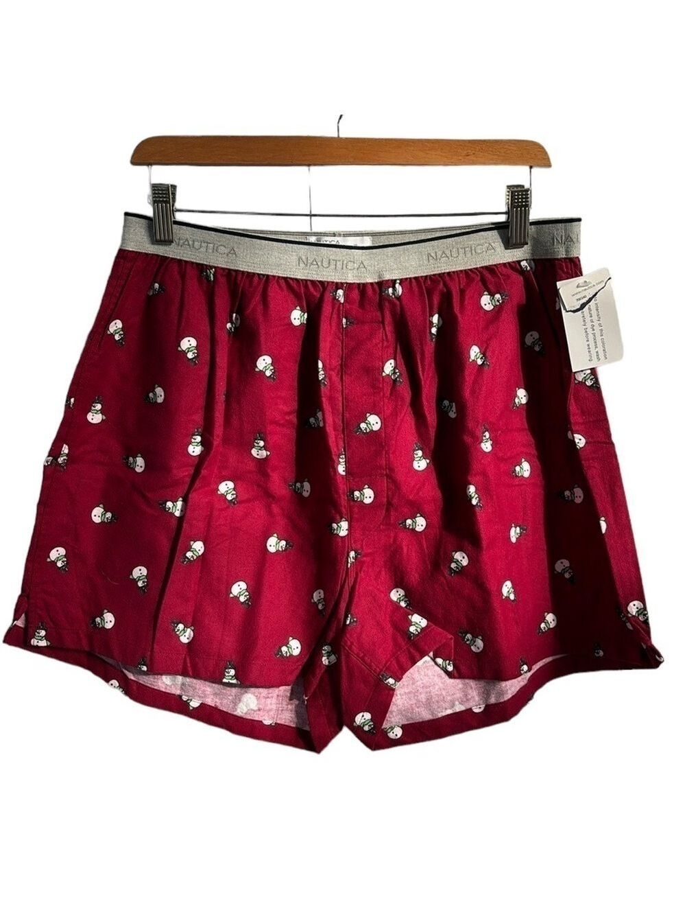 Nautica Snowman Print Elastic Band Boxer Size Large NWT